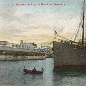 A New York Steamer docking at Hamilton, Bermuda