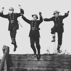 NFS firefighters at assault course training camp, WW2