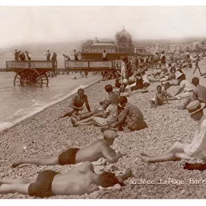 Nice Beach Postcard / 1920