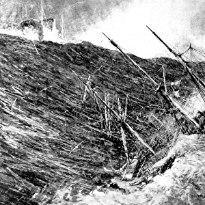 The Nimrod in a storm, Antarctic Ocean, 1908