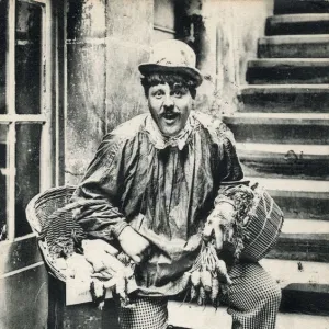 A Normandy Lad with his wares for sale