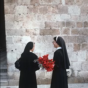 Two nuns chat in the streets of Dubrovnik, Croatia