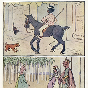 Nursery Rhymes -- man on horse, royal scene