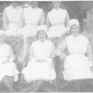 Six nurses, outdoors Six nurses, outdoors