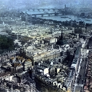 O E Simmonds aerial view of Westminster London (tinted)