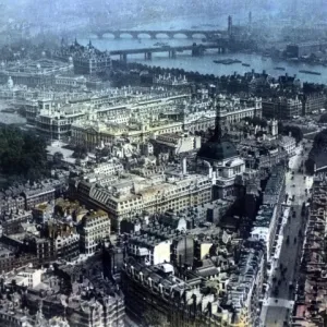 O E Simmonds aerial view of Westminster London (tinted)