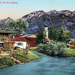 Oberammergau, Germany - view on the Ammer (River)