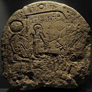 Offering stele for the god Ptah and his wife Sakhmet. 1305-1