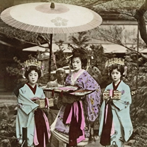 Oiran and attendants (high class courtesan) Japan
