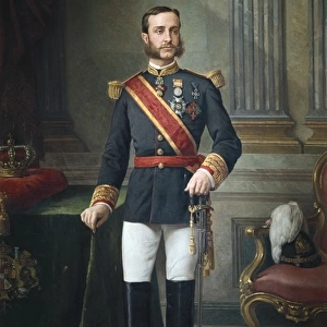 OJEDA, Manuel (19th c. ). Portrait of Alfonso XII