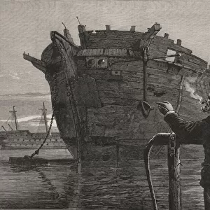 The old Arctic exploring ship, HMS Resolute, broken up at Chatham Dockyard