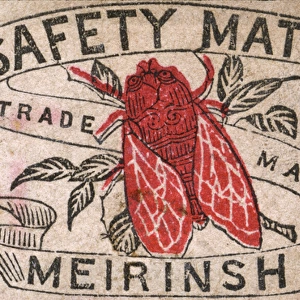 Old Japanese Matchbox label with a red fly