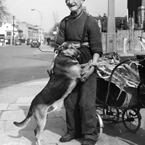 Old man with dog and pram, Balham, SW London