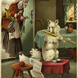 Old Mother Hubbard: Playing flute