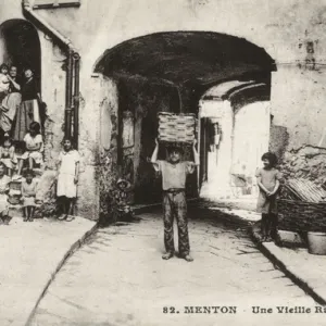 An old street in Menton, France