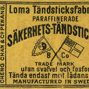Old Swedish Matchbox label for the Malaysian market