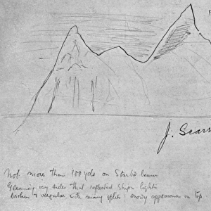 Original sketch of the iceberg which sank the Titanic