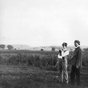 Orville Wright and Griffith Brewer at Huffman Prairie 1914