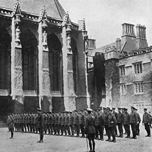 Oxford University under arms, drilling in the quadrangle