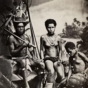 Pacific Islands, Oceania: portrait of a man and two women