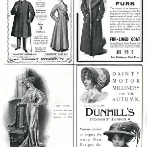 Page of fashion adverts - October 1909