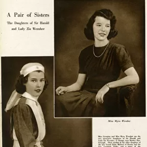 Page from The Tatler featuring sisters Myra and Georgina Wernher