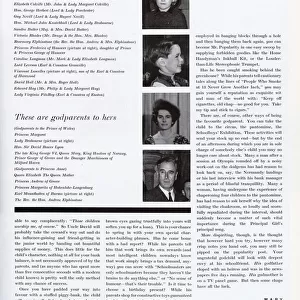 Page from The Tatler reporting on the godparents to the Queens children