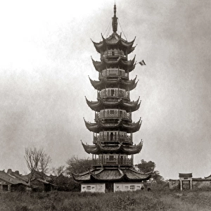 Pagoda near Shanghai, China circa 1880s