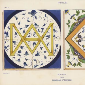 Painted pavement tiles from Rouen in the Chateau