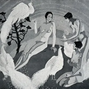 Painting of Women and Peacocks