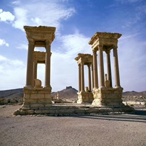 Palmyra, Syria - The Tetrapylon and Arab Castle