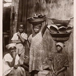 Pap and cake sellers, Freetown, Sierra Leone, Africa