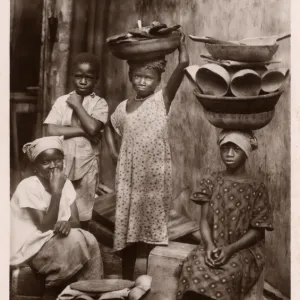 Pap and cake sellers, Freetown, Sierra Leone, Africa