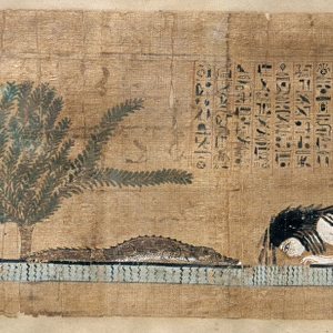 Papyrus Scroll of Girl and Crocodile