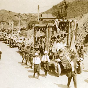 Parade with floats in Lowell, Arizona, USA