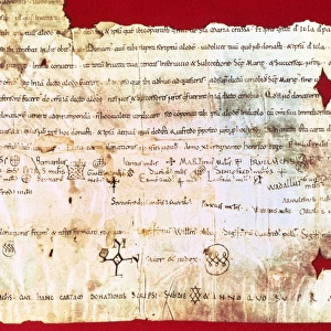 Parchment. 11th century. Land donation for Monastery of Sant