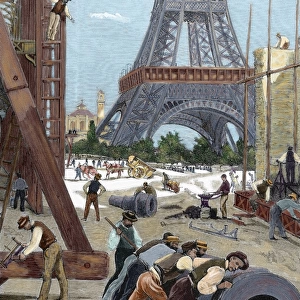 Paris. Universal Exhibition of 1889. Construction of the Eif