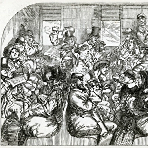 Parliamentary train, interior of third class 1862