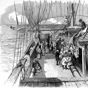 Passengers on the deck of an Emigrant Ship, 1849