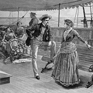 Passengers on the deck of a liner, 1887