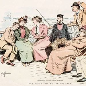 Passengers feeling poorly as the Channel boat pitches... Date: 1897