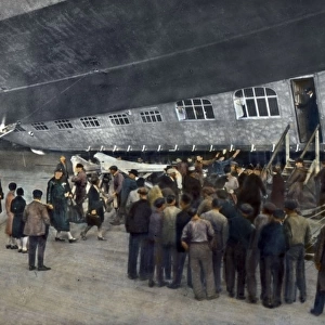Passengers for the Graf Zeppelin LZ 127 colour tinted