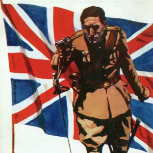 Patriotic Postcard - Officer and Union Flag