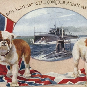 Patriotic Postcard - Royal Navy and British Bulldogs