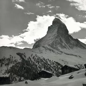 Peak of the Matterhorn, Winkelmatten, Zermatt, Switzerland Date: 1950s