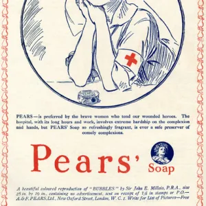 Pears Soap advertisement featuring WW1 nurse