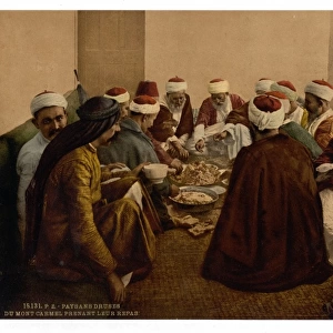 Peasant Druses, (i. e. Druzes) of Mount Carmel taking a meal