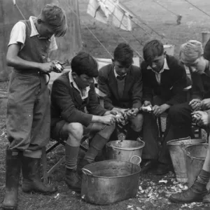 Peeling Potatoes at Camp