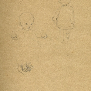 Pencil sketch of toddlers