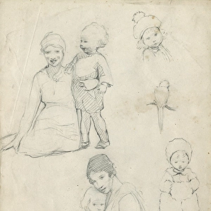 Pencil sketches of mothers and children